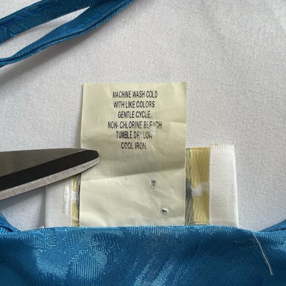 Vintage Dentelle Turquoise Brocade Slip Dress Size M Nightgown Loungewear Chic - Picture 7 of 13